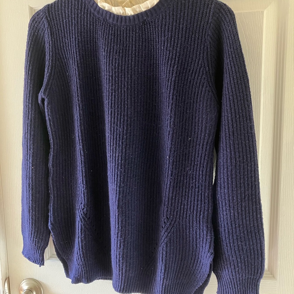 Navy Blue Ribbed Sweater